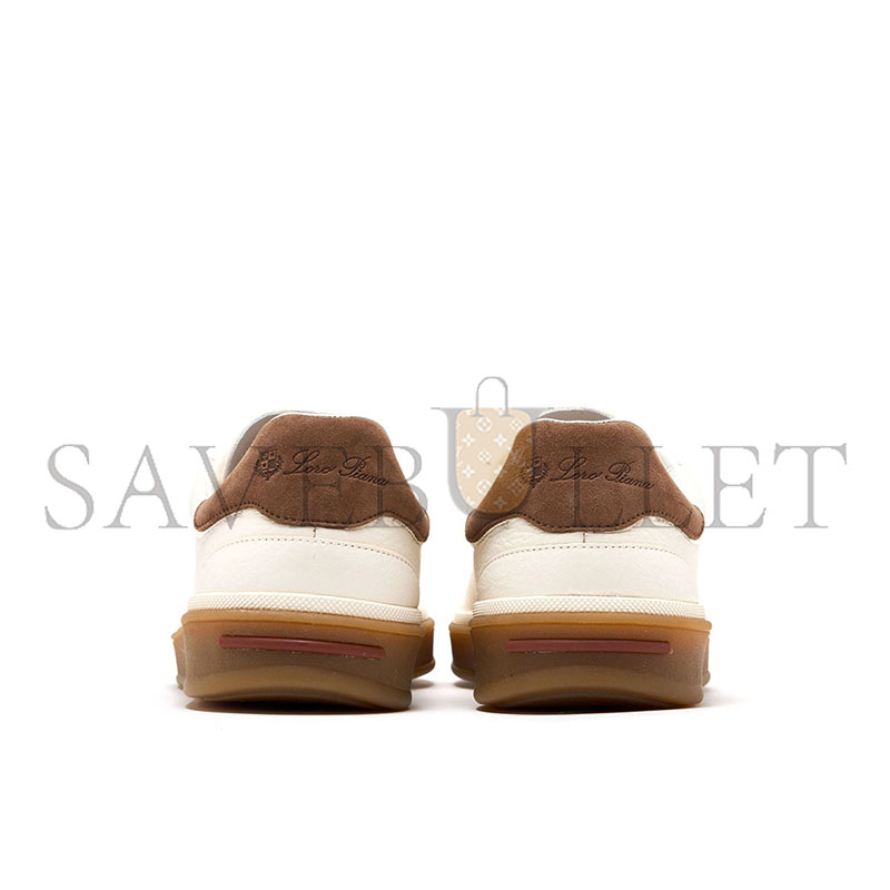 LORO PIANA TENNIS WALK SUEDE-TRIMMED LEATHER SNEAKERS 